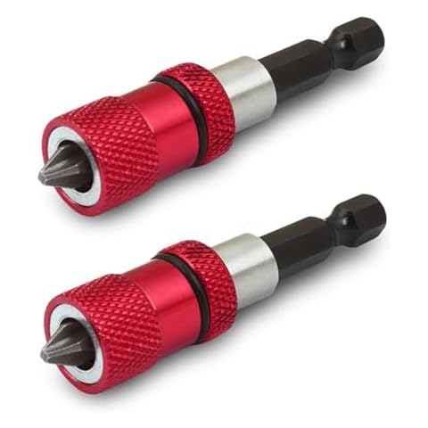 Teocpai 2Pcs 60mm Magnetic Bit Holder with 2Pcs PH2 Bits Drywall Screw Bits 1/4'' Hex Shank Adjustable Depth Screwdriver Bit Holder Cover