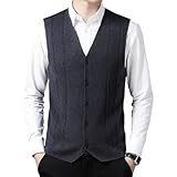 [Ｋａｙｉｙａｓｕ] ニットベスト メンズ 前開き ベスト Vネック セーター 薄手 洗える 無地 大きいサイズ トップス 毛玉にできにくい ビジネス カジュアル 紳士 通勤 M-4XL(L ブラックグレー)