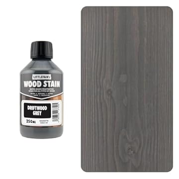 Littlefair's Wood Stain Water Based - 250 ml - Indoor Furniture Stain Light & Dark Finishes - Special Non Toxic & Eco Friendly Formula - Wood Stain for Crafts - Colour: Driftwood Grey