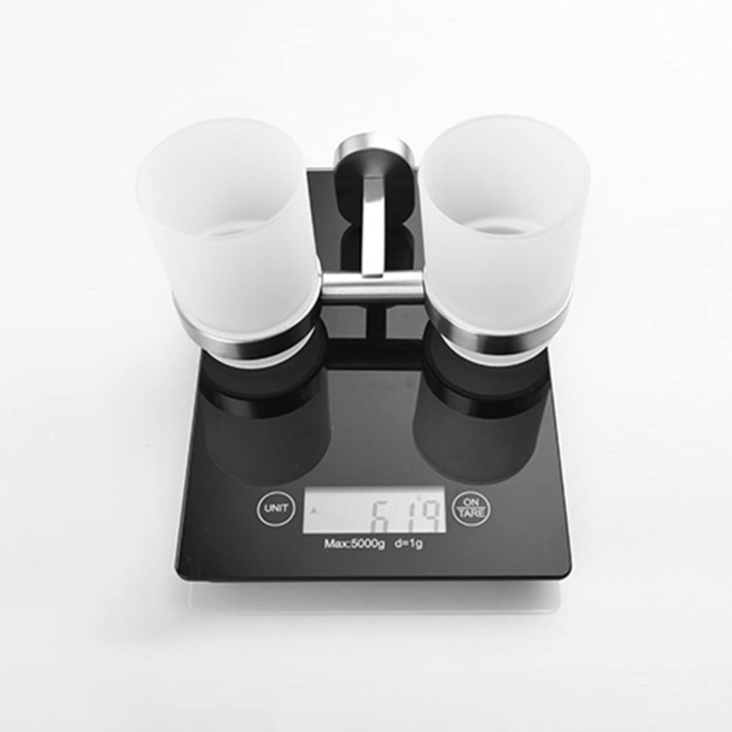 WRIST Zahnbürstenhalter, Wandmontierter Doppel-Zahnbürstenbecherhalter, Edelstahl Und Milchglas, Zahnbürstenbecherhalter Für Badezimmer, Gebürstet,A
