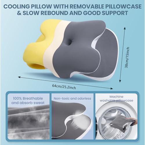 A-Pce Cuscino In Memory Foam Per Tutti I Dormienti, Cuscino Cervicale Ergonomico Per Alleviare Il Dolore Al Collo E Alle Spalle, Cuscino Ortopedico Con Federa Rimovibile, Grigio - 7