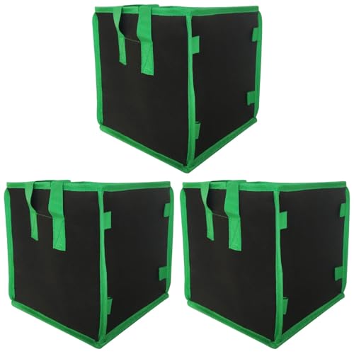 BESPORTBLE 3個 ポテトコンテナポット ポテトサックバッグ ファブリックレイズドベッド フェルトバッグ ポテトプランターバッグ スクエアプラントバッグ スクエアグローバッグ 不織布バッグ 四角