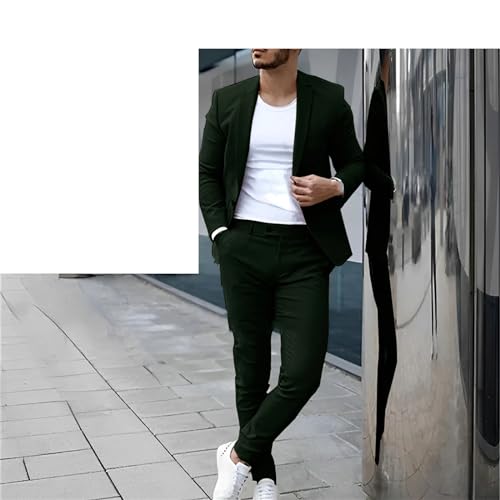 Men's Casual Single Breasted Lapel Jacket Pants Suit Formal Wedding Tuxedo Groom Blazer 2 Piece Suit2