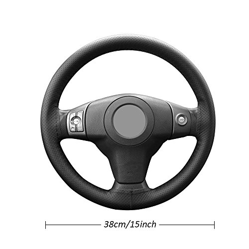 Onerbuy Universal Leather Car Steering Wheel Stitch On Wrap Cover Diy Sewing Breathable And Anti Slip, Maximum For 15-Inch Diameter Car Steering Wheel (Black) #TOP1