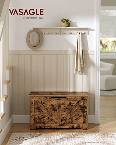 VASAGLE Storage Chest, Storage Bench, Blanket Box with 2 Safety Hinges, Shoe Storage Bench, Farmhouse Style, 40 x 80 x 46 cm, for Hallway, Bedroom, Living Room, Rustic Brown LSB062T01