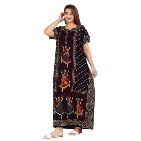 Image of Women's Cotton Printed Stylish Night Dresses | Pure Cotton Night Gown | Maxi Dress | Frock Nighty for Women | Gown for Women