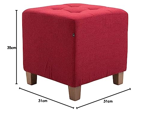 Image of Pouffes Bench Sitting Stool for Living Room Patio Kitchen Bench Puffy Wooden Mudda Ottoman Stools Footstool Pouf Square(Red)