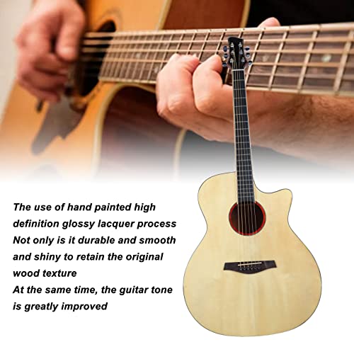 Folk Guitar Beginner Starter Pack, Guitare Acoustique en Bois Massif Entièrement équipée pour les Mélomanes (Couleur du bois naturel) - Les Beatles, Paul McCartney, John Lennon, RIngo Starr, George Harrison Folk Guitar Beginner Starter Pack, Guitare Acoustique en Bois Massif Entièrement équipée pour les Mélomanes (Couleur du bois naturel) – Image 5