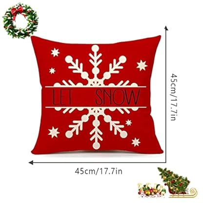 4 Weihnachts-Dekokissen, 45,7 x 45,7 cm, Weihnachtsdekoration, Landschaft, Dekokissen für Weihnachten, Sofa, Couch, Dekoration, Set mit 4 kleinen Kissen, Rot, Einheitsgröße – Bild 3