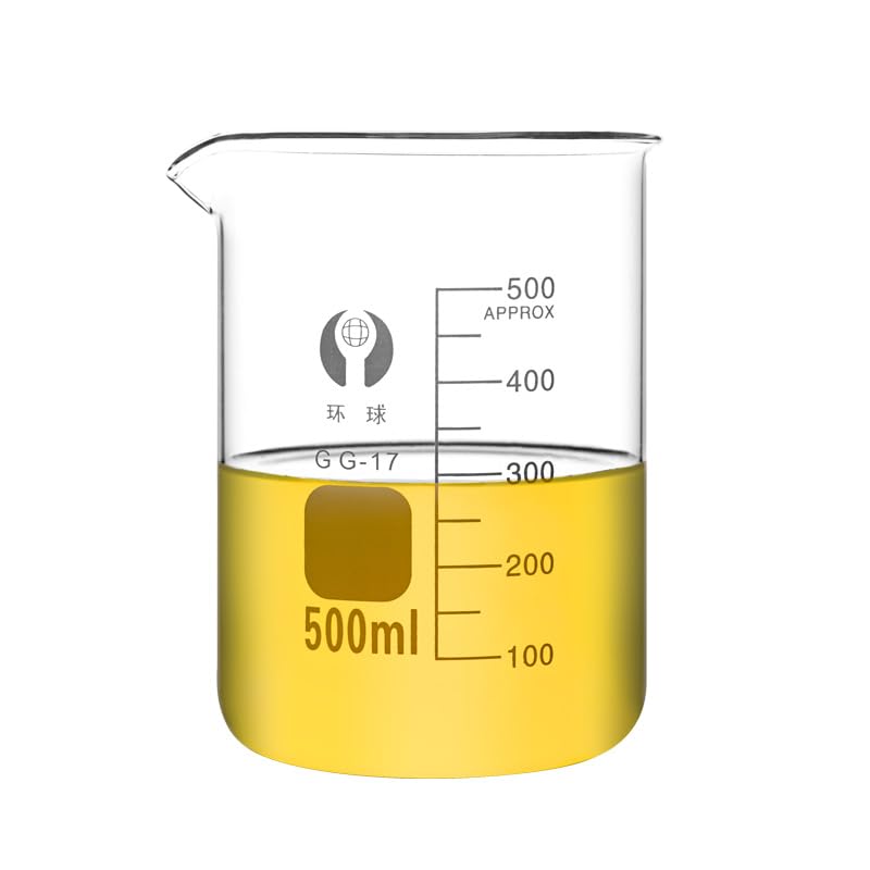 1 set di becher in vetro borosilicato a forma bassa, for laboratorio chimico, con pareti spesse, resistenti al calore, con scala graduata(Set E (3pcs))