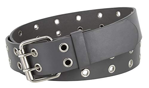 Solid Rich Fashion Color Double Grommet Twin Prong Leather Casual Jean Belt for Women 1 1/2