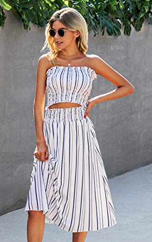 Image of Angashion Women's Floral Crop Top Maxi Skirts Set 2 Piece Outfit Dress