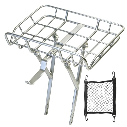 Cesta para Bicicleta, Metal de Gran Capacidad con Red de Tornillos, Cesta Frontal para Bicicleta, Estante Grande para Exteriores, Plegable, Ciclismo, Viajes, Carga, de comestibles, Baloncesto