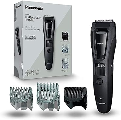 Panasonic ER-GB62-H503 Trimmer de Barba, Cabello y Cabello Corporal para Hombres, Afeitadora Portátil, 39 Configuraciones de Longitud, 3 Accesorios, Operación Inalámbrica y con Cable, Gris Mate