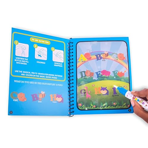 Image of Sakuya Magic Water Coloring Book |Mess-Free Colouring Book|Reusable Notepad with Magical Pen| Educational Doodle Book for Kids, Return Gifts for Birthdays, Size:12 * 8 Reusable Book- (Pack of 6)