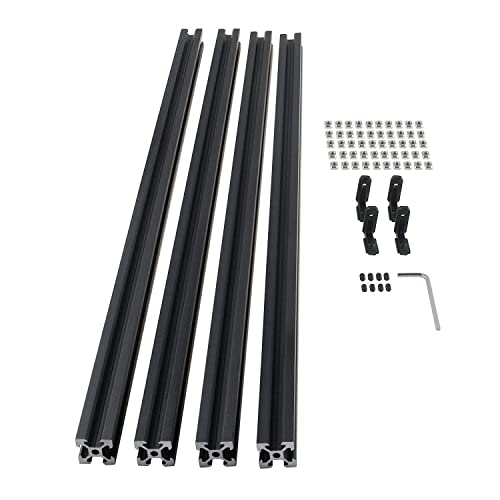 CNCMANS 4PCS 600mm T Slot 2020 Aluminum Extrusion European Standard Anodized Linear Rail Aluminum Profile Extrusion for 3D Printer Parts and CNC DIY (Standard 6.2mm Length 600mm Black)