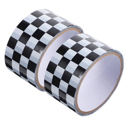 WRITWAA 2rollos Cinta De Embalaje Resistente Diseño De Cuadros Blancos y Negros Bopp Para Uso Hogar Oficina y Envío De Paquetes