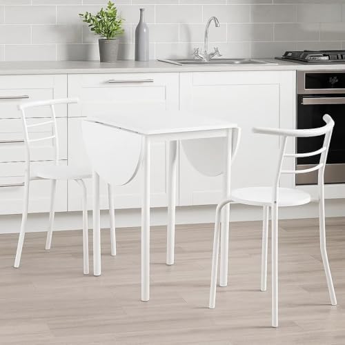6. Bild von MOMMA HOME Set mit ausziehbarem Küchentisch und 2 Stühlen, Modell Leva, Weiß