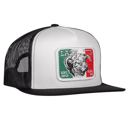 Lazy J Ranch White & Black Mexico Elevation Classic Five Panel Trucker Hat - Adjustable Unisex Country Hats Vintage Trucker Hat