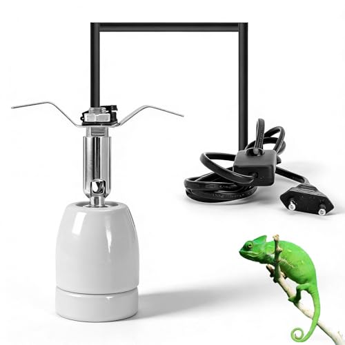 TNSLAND Support de Lampe pour Reptiles éclairants, Culot E27 en Céramique, Socle de Lampe en Céramique, Câble pour Reptiles D'Aquarium, éclairage...