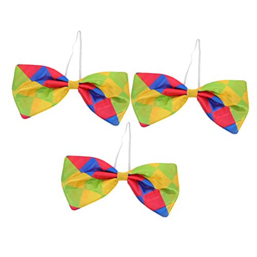 FRCOLOR 3pcs Clown Bowtie Costume Accessories for Masquerade Halloween Parties Durable Comfortable Clown Dress Up Props