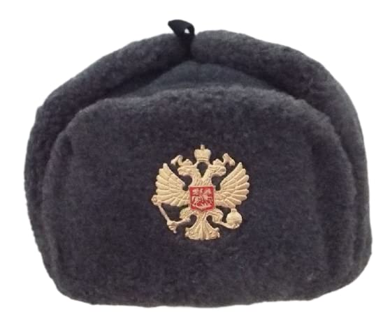 Russian Soviet Hat Army Ushanka Authentic Russian Hat - USSR Surplus with Double Headed Eagle Emblem