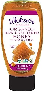 Wholesome Organic Raw Unfiltered Honey, Pesticide Free, Fair Trade, Non GMO & Non