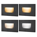 FTL Step Lights Outdoor Indoor LED, 120V Dimmable 150LM 3000K/4000K/5000K 3.5W Color Changing Deck Lights, Black Waterproof for Stair Horizantal Aluminum, 4 Pack