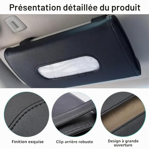 Porte-mouchoirs de voiture, porte-serviettes de voiture, boîte à mouchoirs, porte-boîte à mouchoirs pare-soleil, porte-serviette pare-soleil, noir – vue 4