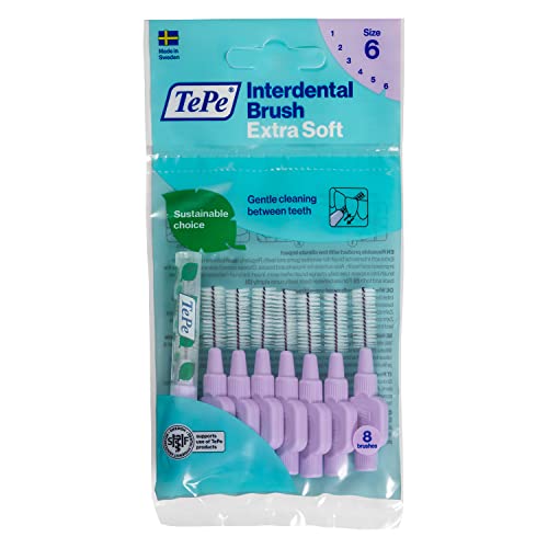 TePe Brossettes interdentaires Extra Soft - Nettoyage en douceur des espaces interdentaires - 2 x 8 brossettes - Diamètre 1,1mm - Violet thumbnail