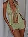 Summer Two Piece Crochet Set for Women Tie Up Halter Open Back Split Cami Tank Top Hollow Out Shorts Beachwear (green, M)