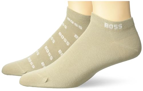 BOSS Men's 2 Pack Allover Logo Combed Cotton Ankle Socks
