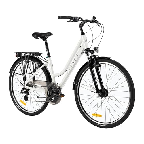Attabo Bicicleta De Mujer Trekking Con Cuadro De 19 Manillar Ergonómico Bicicleta Blanca Resistente Con Ruedas De 28 De Cuadro Bajo Portaequipajes Trasero Incluido Timbre Reflectores Y Llaves Attabo Bicicleta De Mujer Trekking Con Cuadro De 19 Manillar Ergonómico Bicicleta Blanca Resistente Con Ruedas De 28 De Cuadro Bajo Portaequipajes Trasero Incluido Timbre Reflectores Y Llaves