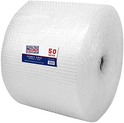 Pukka Pad, Pukka Post Lightweight Protective Bubble Cushioning Wrap for Packaging and Mailing, Small Air Bubbles, 500mm x 50m Roll, Clear for Packing or Storage Boxes