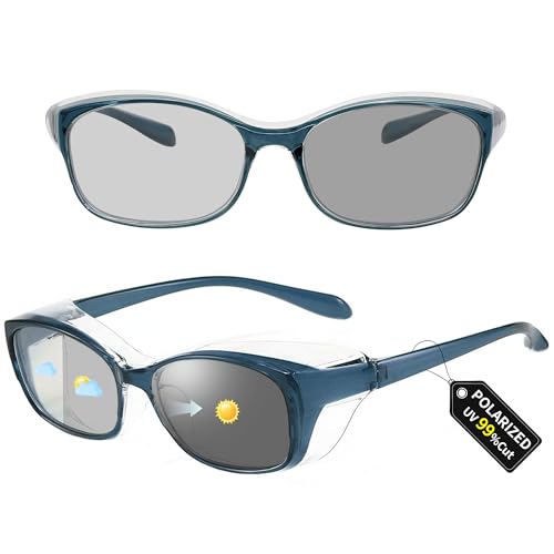 [GOKEI] 花粉メガネ 偏光サングラス フード付き 花粉対策 サングラス 超軽量 変色 花粉症用 メガネ 紫外線カット メンズ レディース 保護メガネ UVカット 偏光 ブルー