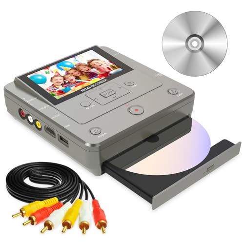 VHS to DVD Recorder, TV to USB Device or SD Card or HDD Recorder, Smart Phone WiFi to DVD/USB/SD/HDD Copy, WiFi APP Media Recorder【Comes with 10 Free DVD-R 】 (Medium Gray)