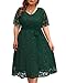 Emerald Green Dress Women Plus Size Wedding Guest Dark Green Bridesmaid Semi Formal Cocktail Lace Party V Neck Dresses