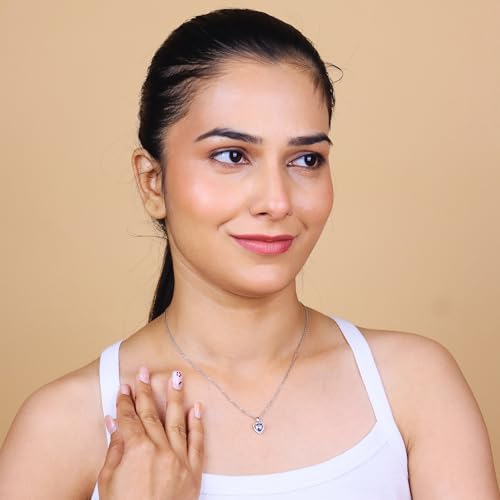Image of SILVERTOWN 925 Silver Celestial Grace Heart Pendant Necklace | Hallmarked | White Rhodium Plated | Gift For Women and Girls