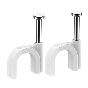 Circle Cable Clips 8mm 100 Pcs - Circle Cable Clips with Metal Nails (8MM 100 Pieces)