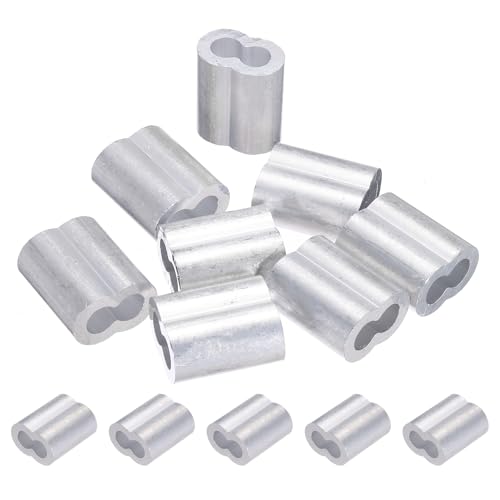 PATIKIL 8mm (5/16) Manicotti Fune Compressione in Alluminio, 8 Pezzi Manicotti per Cavi Anelli per Cavi Metallici Ghiera Crimpatrice per Montaggio Ringhiera, Tono Argento