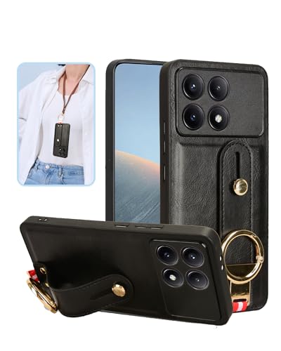 Xiaomi POCO X6 Pro �p �P�[�X YAJOJO ���ƃL�b�N�X�^���h�@�\ ���|�� �X�g���b�v�t�� �ϏՌ� �����Y�ی� ���烌�U�[�[ + TPU�P�[�X �v�̎��� ��ʃ����Y�ی� �����h�~ �g�уJ�o�[ �w��h�~ Xiaomi POCO X6 P