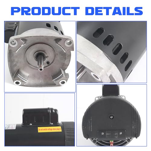 loosoo B2854 Square Flange Pool Motor 56Y Frame, 115/230V, 3450 RPM, 1.5HP, 8.0/16.0 Amps, 1.1 Service Factor, 1-1/2 HP Electric Pool Motor, Square Pool and Spa Pump Motor for A.O. Smith for Century