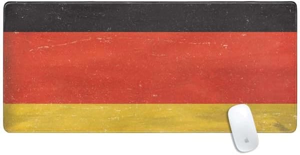 Skinit Small Gaming Mouse Pad - German Flag Distressed Design with Stitched Edges, Waterproof, Non-Slip Rubber Base, Desk Mat for Keyboard & Mouse, 12.6" x 11" inches