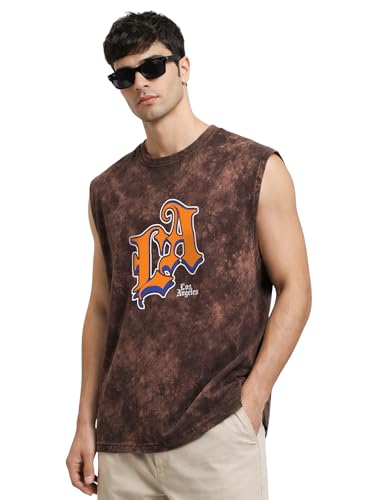 Image of Veirdo Pure Cotton Scoop Neck Acid Wash Oversize Sleeveless Vest for Men & Boys (S to 2XL)