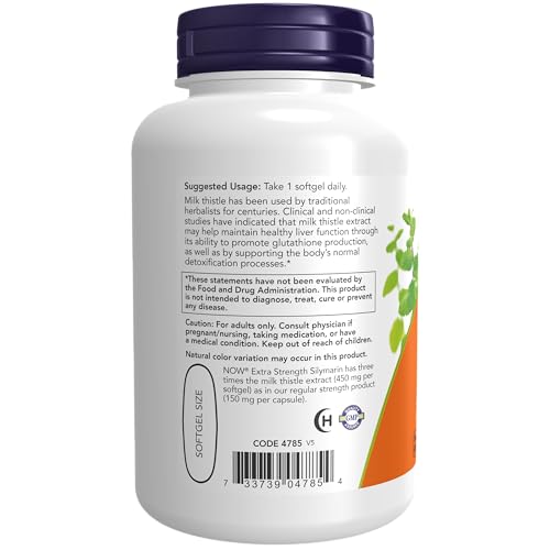 NOW Foods Supplements, Silymarin Milk Thistle Extract, Extra Strength 450 mg, 120 Softgels - Image 4