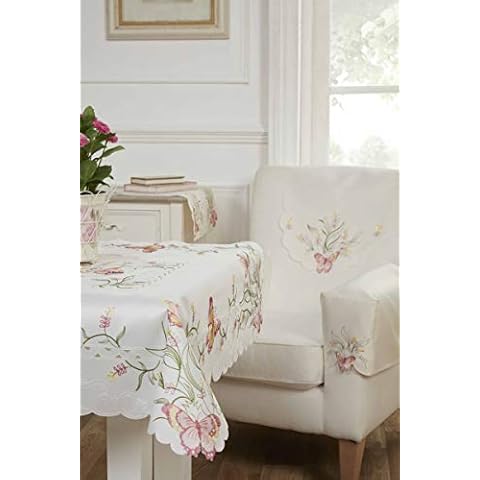 Emma Barclay Pink Butterfly Embroidered Table Cloth Cover