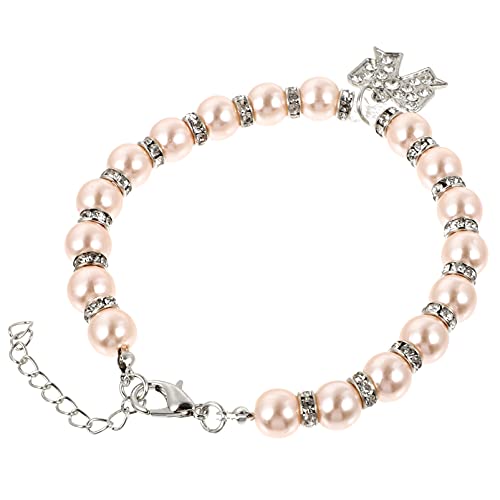 HEMOTON Chic Alloy Bowknot Pet Necklace with Pearls Dog Cat Jewelry for Stylish Pets for Everyday Wear and Special Occasions