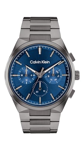 Calvin Klein Reloj Analógico de Cuarzo multifunción para Hombre Colección DISTINGUISH con Correa en Acero Inoxidable PRODG, Azul (Blue)