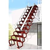 Escalera de ático, Manual, de Pared, Plegable, retráctil, Plegable, Escalera de Tijera Extensible con reposabrazos(3-3.5m)
