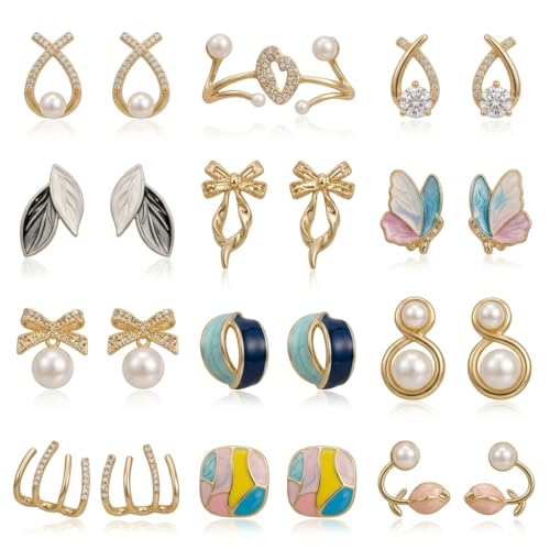 Image of FOREVER TREND 12 Pairs Earrings Combo Set for Women & Girls | Stylish Stud & Drop Earrings Collection | Daily Wear Fashion Jewellery | Trendy Designer Fancy Ear Rings Gift Set for Women & Girls